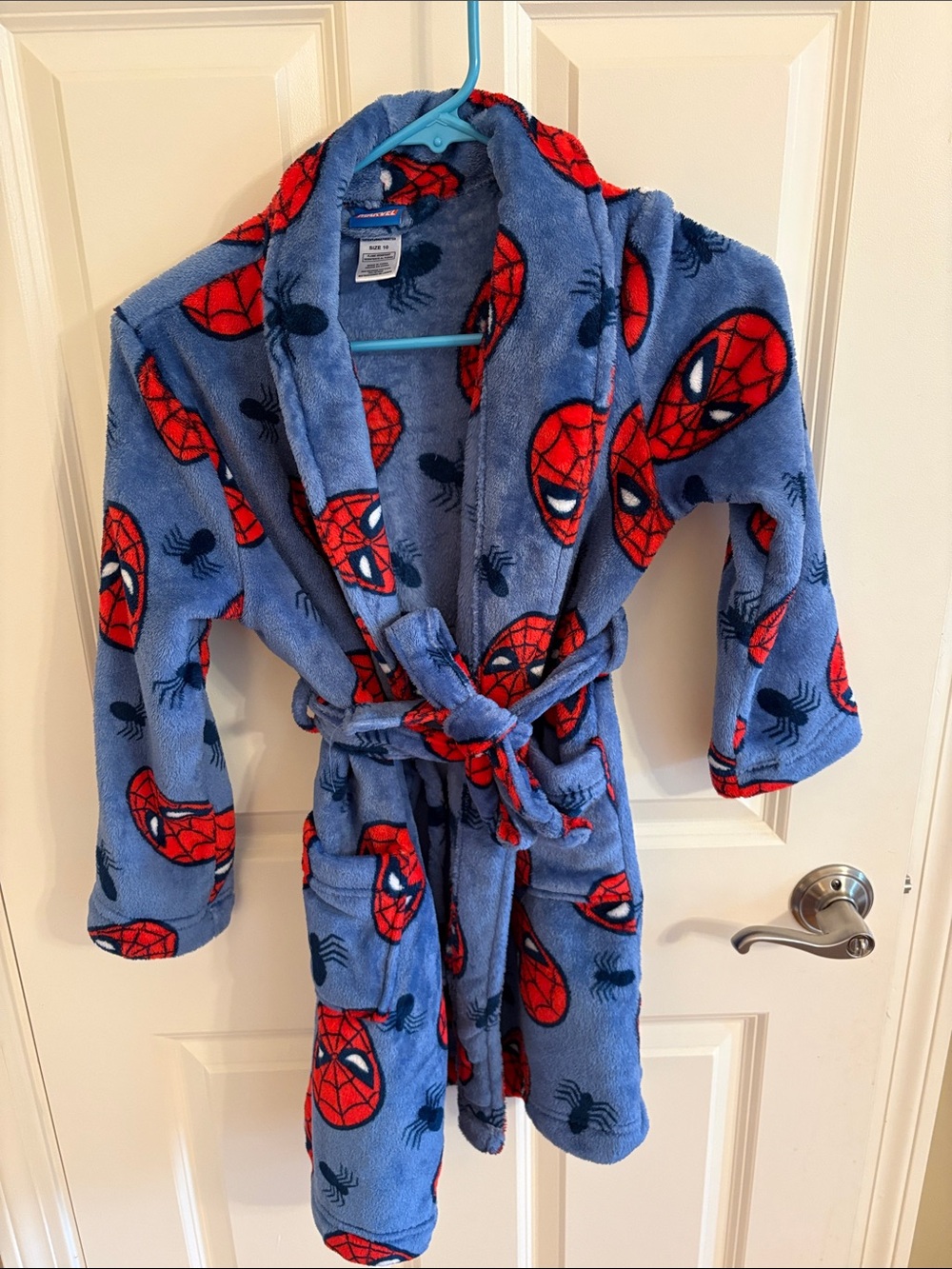 Marvel Spider-Man Blue and Red Plush Kids Robe with Hood